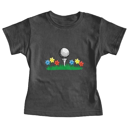 Golf ball on grass field with flowers Baby Tees