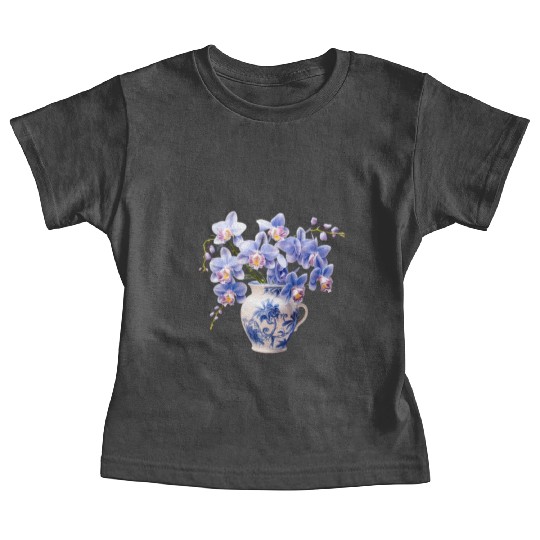 Blue Orchids in a Vase Graphic Baby Tees