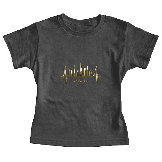 Dubai Skyline Heartbeat Burj Khalifa Silhouette Baby Tees