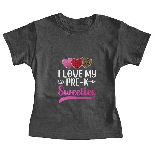 I Love My Pre K Sweeties Hearts Valentines Day Baby Tees
