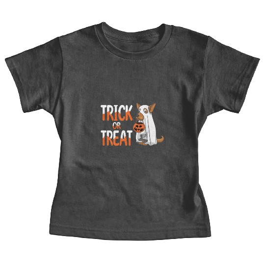 Funny Ghost Dog Trick Treat Lazy Creepy Halloween Baby Tees
