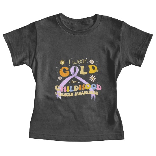 I Wear Gold For Childhood Cancer Awareness Baby Tees