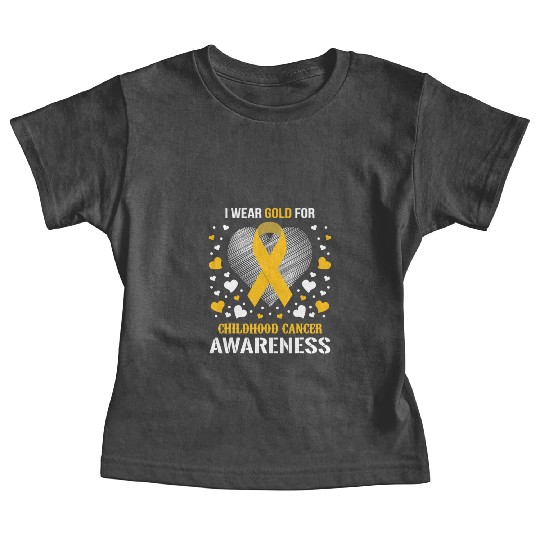 I Wear Childhood Cancer Awareness Supporter Ribbon Baby Tees