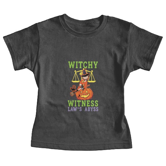 Witchy Witness Law's Abyss Scary Lawyer Halloween Baby Tees
