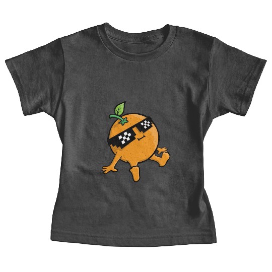 Cool Relaxing Orange Fruit Pixel Sunglasses Face Baby Tees