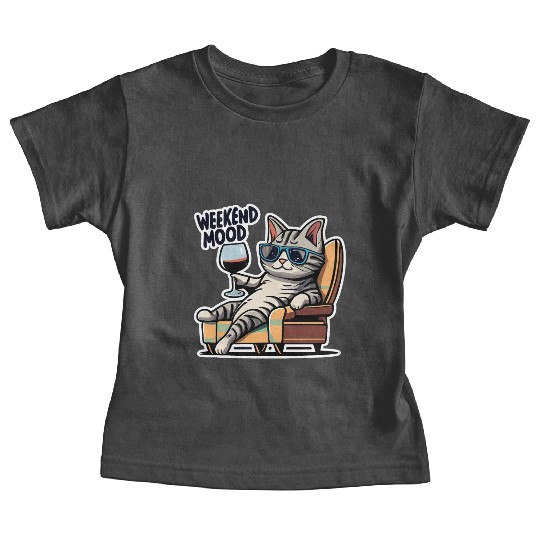 Weekend Mood Cat Chill Baby Tees