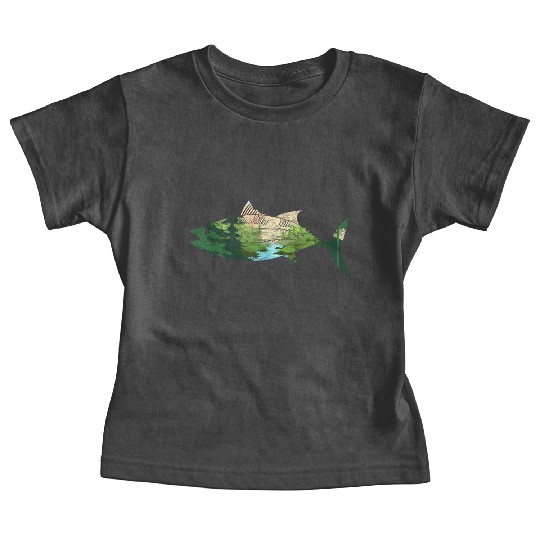 Fishing nature trees mountains fishing gift fish Baby Tees