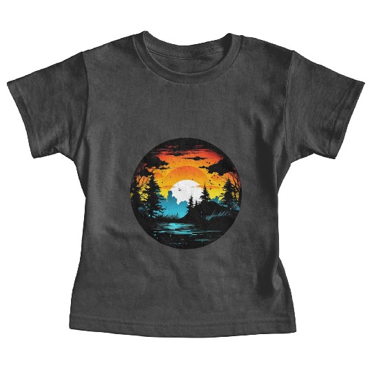Riverside Twilight in the Forest Baby Tees