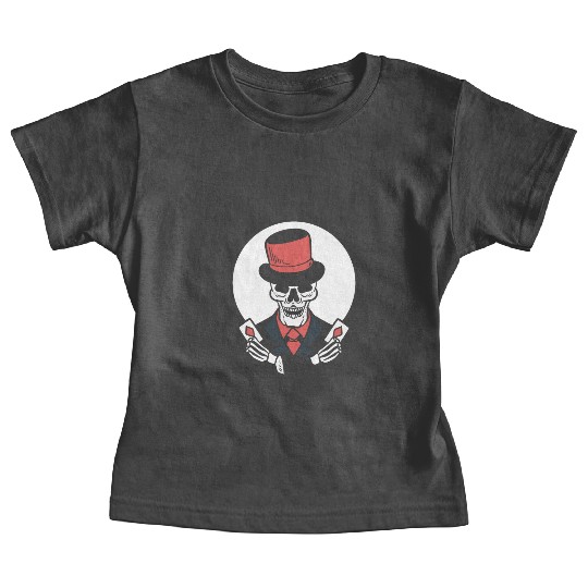 Skeleton Poker Cards Magician Baby Tees