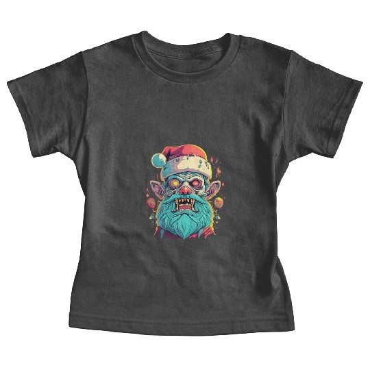 Zombie Face With Santa Hat Baby Tees