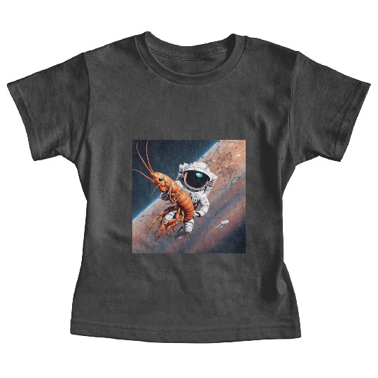 Astronaut in space with shrimp Baby Tees