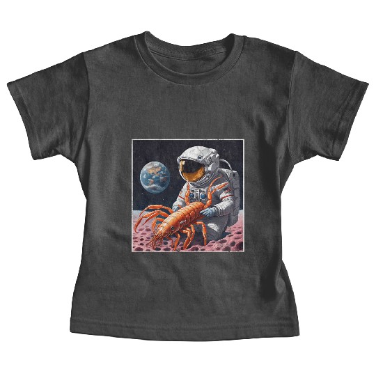 Astronaut in space with shrimp Baby Tees
