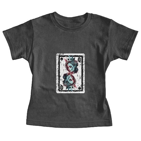 Queen of Spades Gothic Card Game Halloween Creepy Baby Tees
