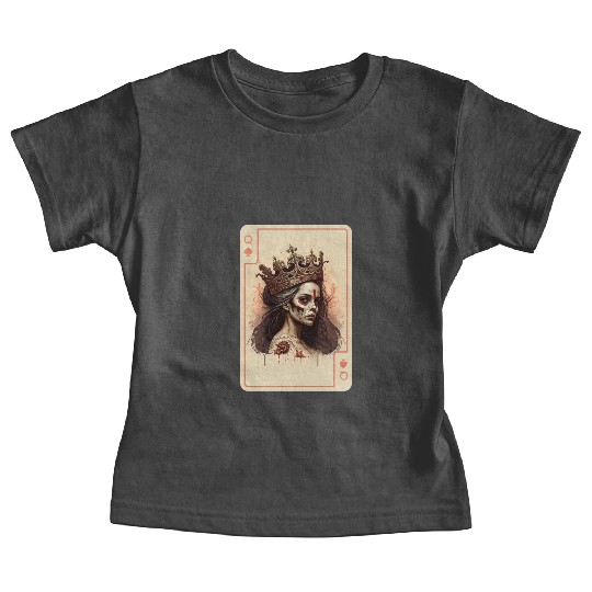Poker Cards Queen of Spades Creepy Gothic Baby Tees