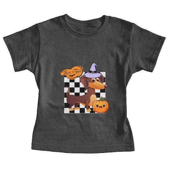 Cute Halloween Dachshund Trick or Treating Baby Tees