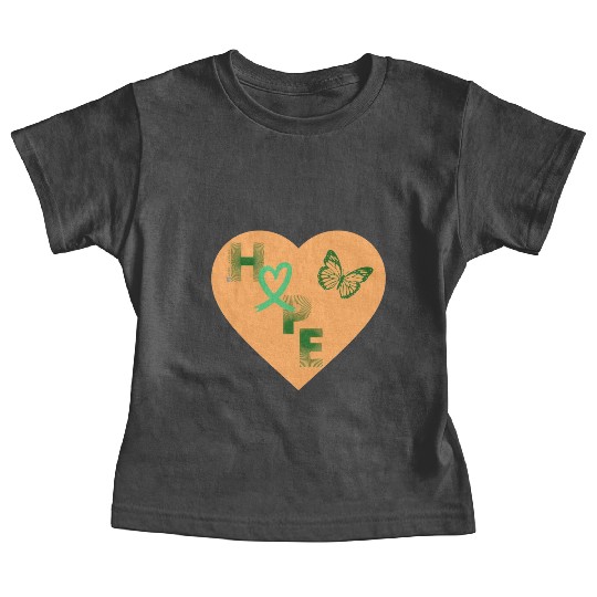 Liver Cancer Hope and Butterfly Heart Green/Orange Baby Tees