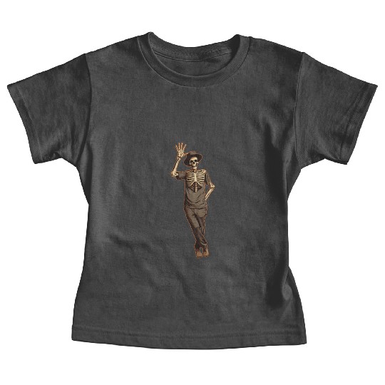 Halloween Skeleton Waving with Hand Baby Tees