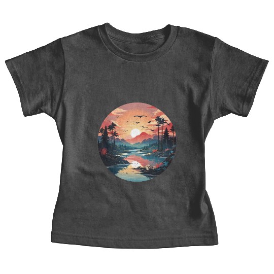 Sunrise Dawn Serene Lakeside Symphony Baby Tees