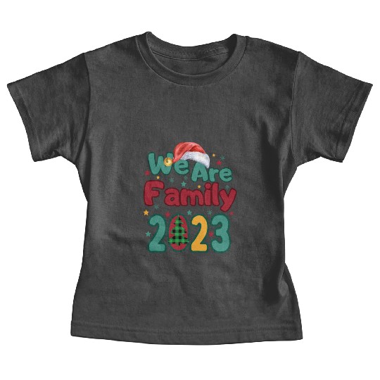 We Are Family Christmas Tree Santa Hat Pajama Baby Tees
