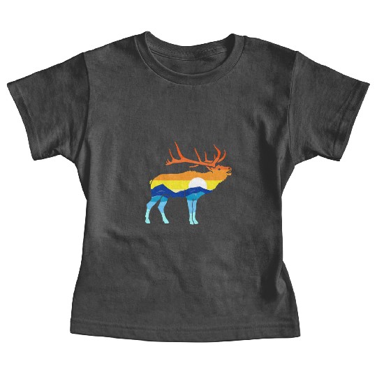 Camping Hiking Retro Mountains Outdoors Camp Elk Baby Tees
