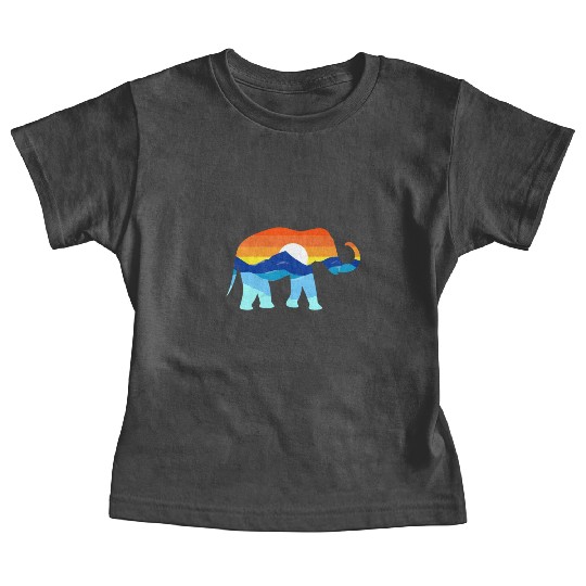 Camping Hiking Retro Mountains Outdoors Elephant Baby Tees