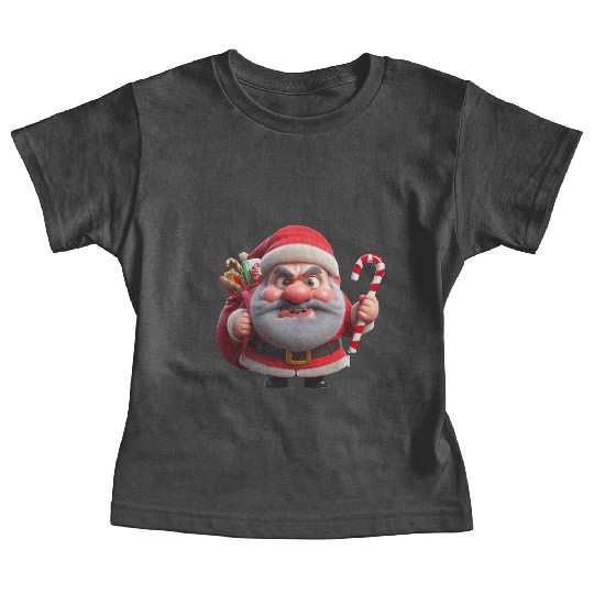 Crazy Santa with Candy Canes Baby Tees
