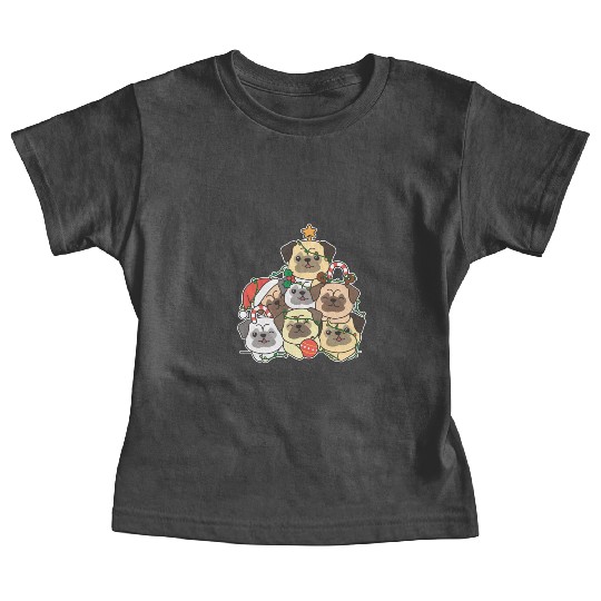 Pug Christmas Tree Funny Animal Christmas Baby Tees