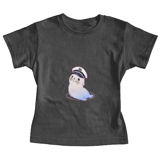 Seal Sailor Cap Boat Captain Cap Boating Seal Baby Tees