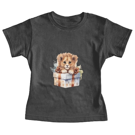 African Lion inside a Christmas gift box Baby Tees