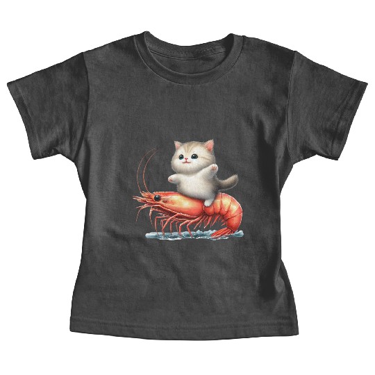 Cat rides on shrimp Baby Tees