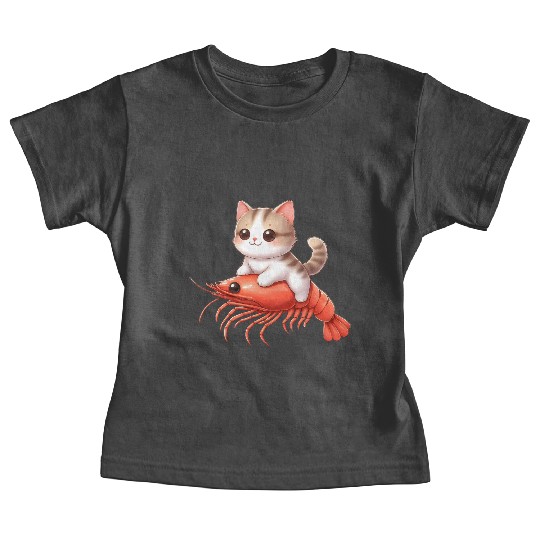 Cat rides on shrimp Baby Tees
