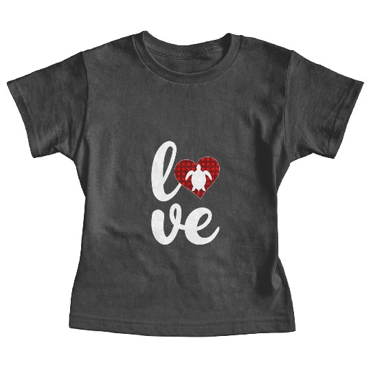 Sea Turtle Lover Buffalo Plaid Love Turtle Baby Tees