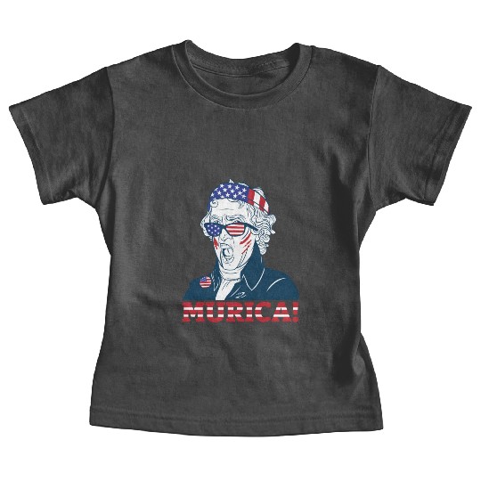 Patriotic President Thomas Jefferson Murica Baby Tees