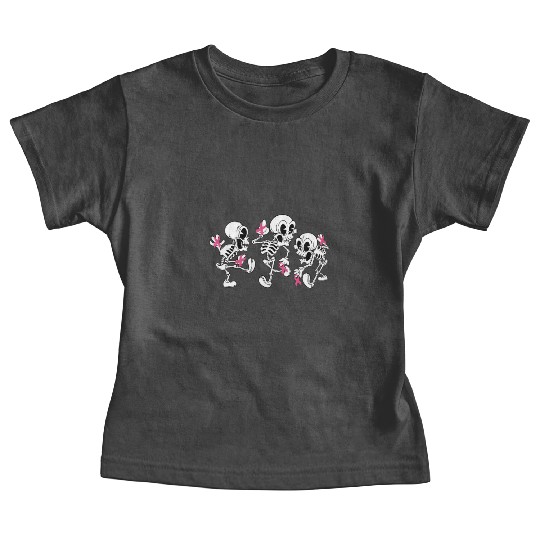 Pink Ribbon Breast Cancer Awareness Skeleton Women Baby Tees
