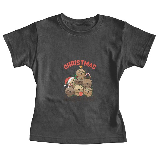 Otter Christmas Tree Christmas Squad Otter Baby Tees