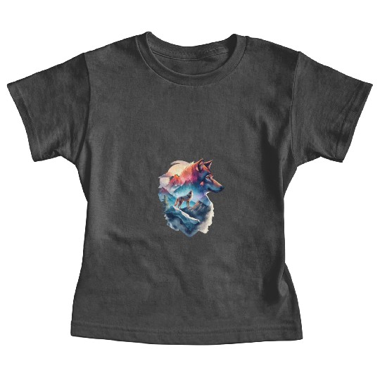 wolf and a mountain natural scenery Baby Tees