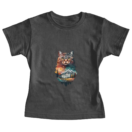 cat and a mountain natural scenery Baby Tees