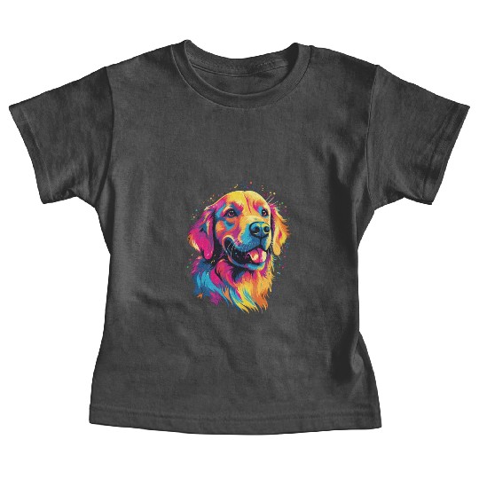 Watercolor Colorful Golden Retriever Baby Tees
