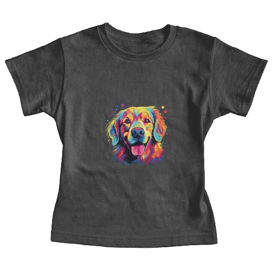 Watercolor Colorful Golden Retriever Baby Tees