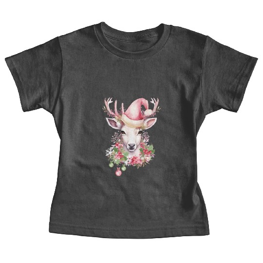 Christmas Pink Deer Baby Tees