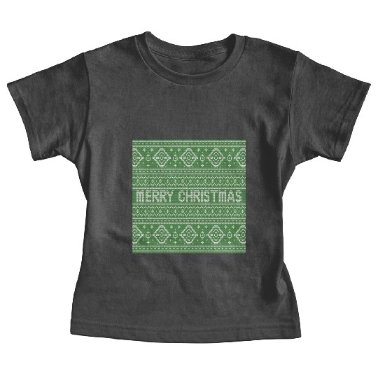 Sage Green Ugly Sweater Christmas Snowflakes Fun Baby Tees