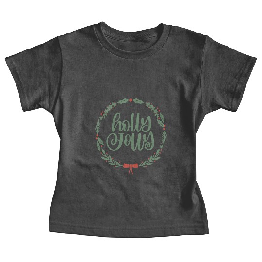 Holly Jolly Sage Green Christmas Wreath Fun Baby Tees