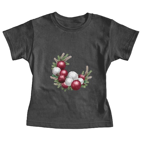 Cranberry and White Christmas Greenery Decor Baby Tees