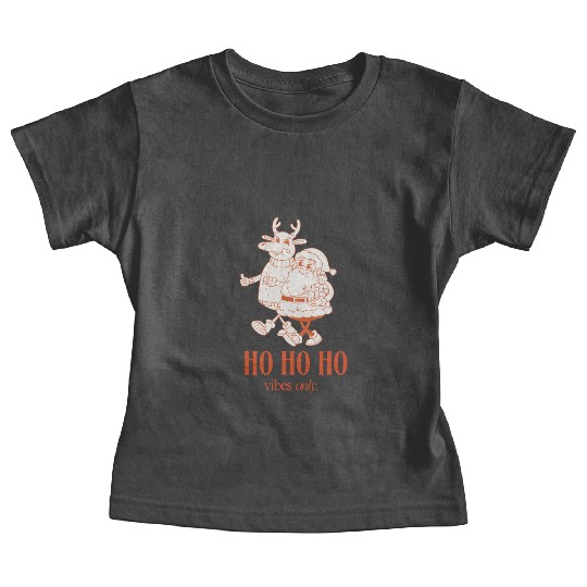 HO HO HO, Hip Vintage Santa and Reindeer Baby Tees