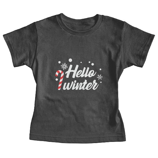 Hello Winter Christmas Candy Canes Baby Tees