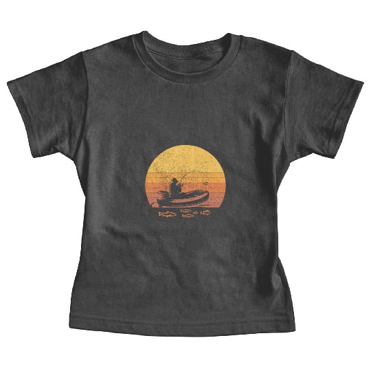 Lake Fishing Vintage Retro Sunset Gift for Baby Tees