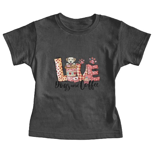 Labrador Dog Coffee Lover Dog Mom Valentines Day Baby Tees