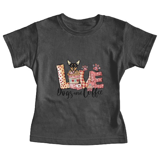 Pinscher Dog Coffee Lover Dog Mom Valentines Day Baby Tees