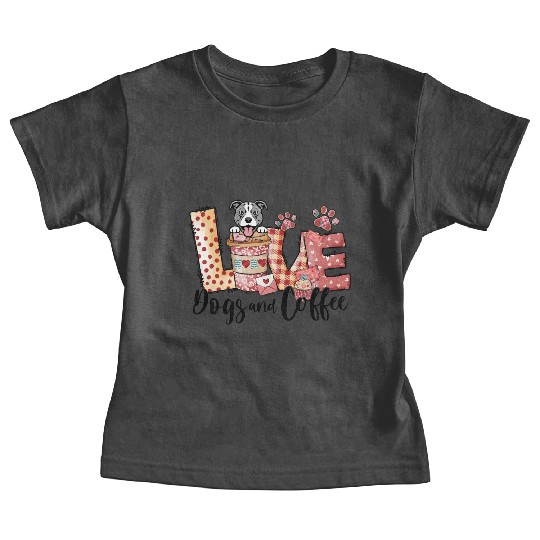 Pitbull Dog Coffee Lover Dog Mom Valentines Day Baby Tees
