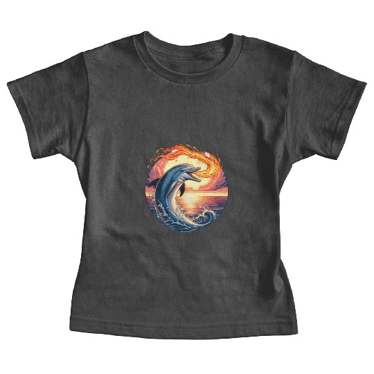 Fire-breathing dolphin sunset Baby Tees